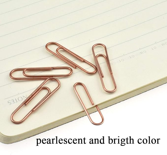 HAHIYO Paper Clips 1.3" (33mm) Length Rose Gold Paperclips Vinyl Coated Prevent Scratching Tearing The Pages Sturdy for Bookmark Organize Home Office School 120 Pack