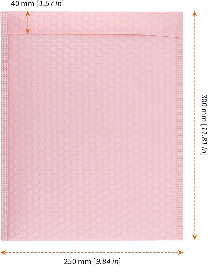 HOZEON 10 x 12 Inch Bubble Mailers 50 Pack - Waterproof Self Seal Padded Envelopes, Light Pink Shipping Bags for Books Clothes, Small Business Packaging