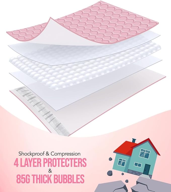 GSSUSA Light Pink Bubble Mailers 6x10" 500 Pack Padded Envelopes Self Seal | 6x9" Usable Size, Shipping Bags for Jewelry Makeup, Strong Adhesion, Tear Proof Waterproof, Small Business Package Supplies
