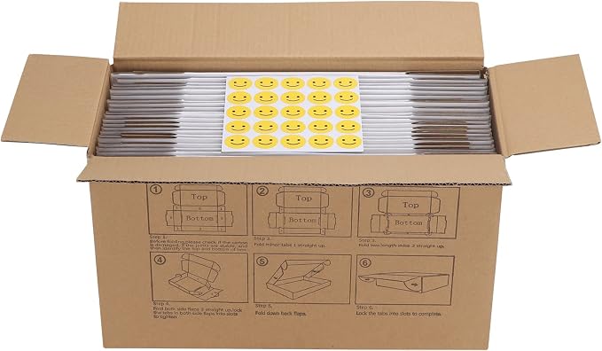 HORLIMER 10x8x3 inches Shipping Boxes Set of 25, White Corrugated Cardboard Box Literature Mailer, 25 Stickers Included