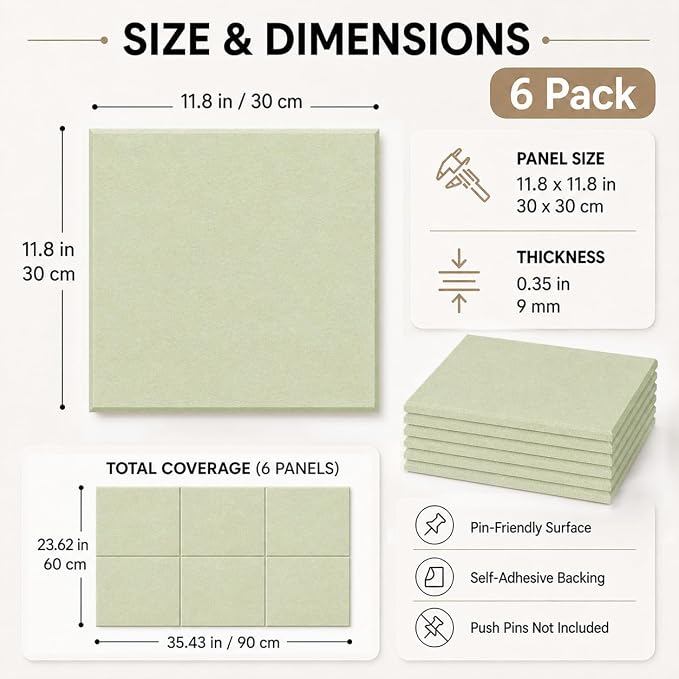Felt Bulletin Board Tiles, Large Cork Board Alternative,24 x 36 in | 0.35 in modular felt wall tiles for notes, photos, schedules, reminders in offices, classrooms, home and office workspaces
