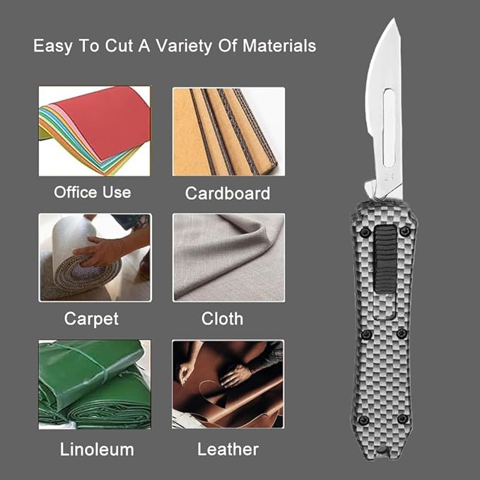 Switch Blades Utility Knife, Automatic Knife Push Button, Retractable Utility Knife Box Cutter with 10PCS 24# Blades, Pocket Scalpel Knife