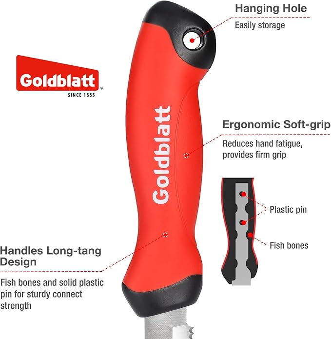Goldblatt Stainless Steel Roofing & Flooring Knife - Linoleum Cutter with Soft-Grip Handle, Hook Knife for Cutting Carpet, Cable Skinning, Wallpaper, Turf