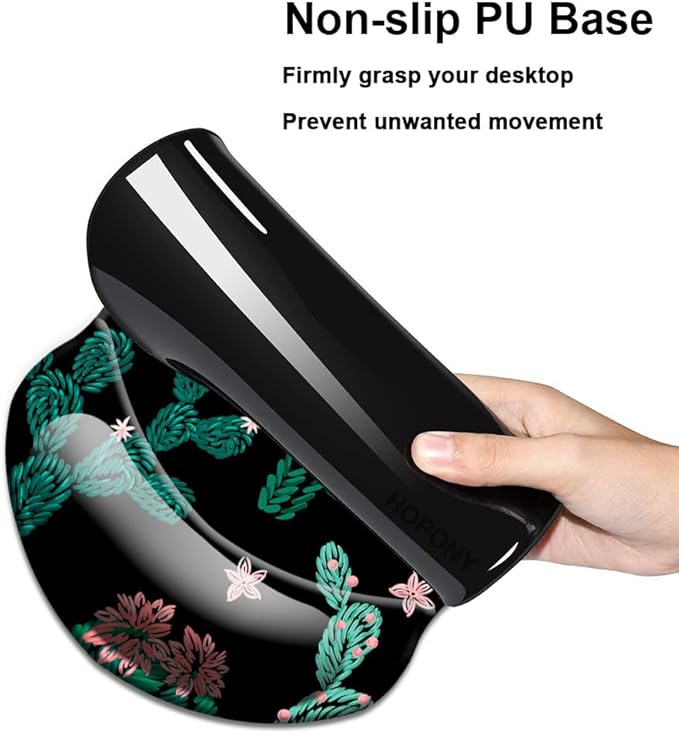 Mouse Pad with Wrist Support, Non Slip Mousepad Wrist Rest for Office, Computer, Laptop & Mac- Durable & Comfortable & Lightweight Ergonomic Support Mouse Mat Cute Cactus