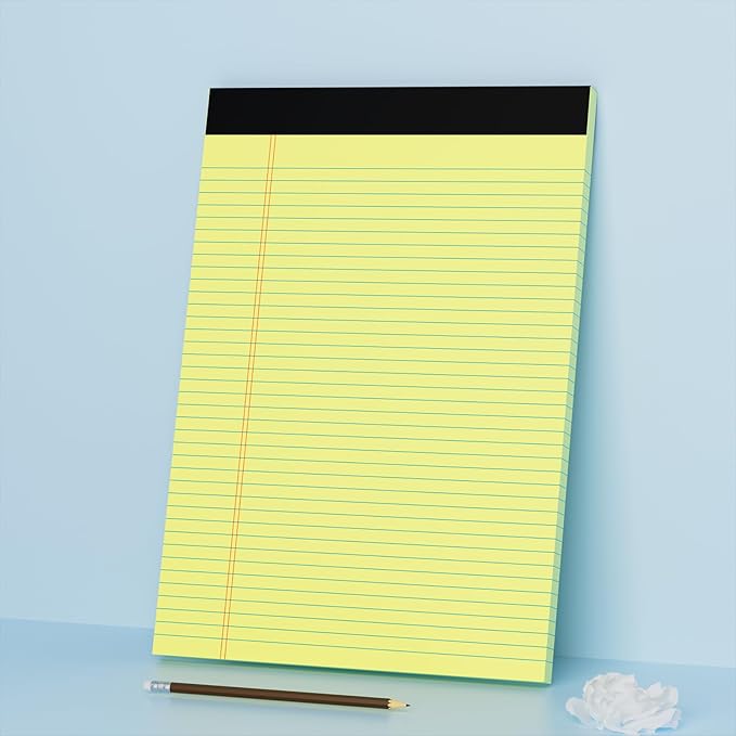 Legal Pads 8.5 x 11 College Ruled Note Pads 8.5 x 11.75 Yellow Notepad 80gsm Lined Paper Pads, 30 Sheets per Pad, 2 Pack Perforated Writing Pads Perfect for Office, Home, School