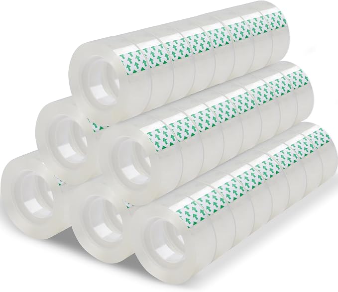 Oleitodh 48 Rolls Transparent Tape Refills, Clear Tape Dispenser Refill, Invisible Desk Tape Glossy Gift Wrap Tapes for Dispenser, Office, School, Home, 3/4 x 1000 Inches