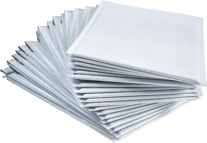 #4 White Padded Bubble Lined Poly Mailer Bag for Shipping and Packing, Tear-proof, Water-resistant and Lightweight Envelopes, 9.5 x 13.5 inches, Postal Self-Seal Adhesive Opaque Bags. (10)