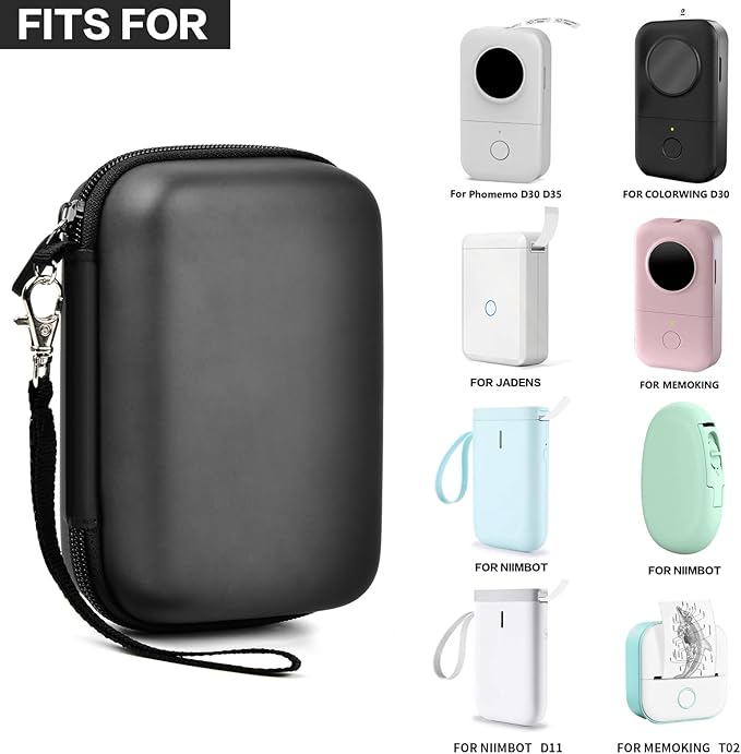 PAIYULE Hard Carrying Case for Phomemo D30 D35 Label Maker, Label Printer Case for Nelko P21, for NIIMBOT D110 D11, for Marklife P11 P12, for SUPVAN E10, Protective EVA Storage Bag with Mesh Pocket