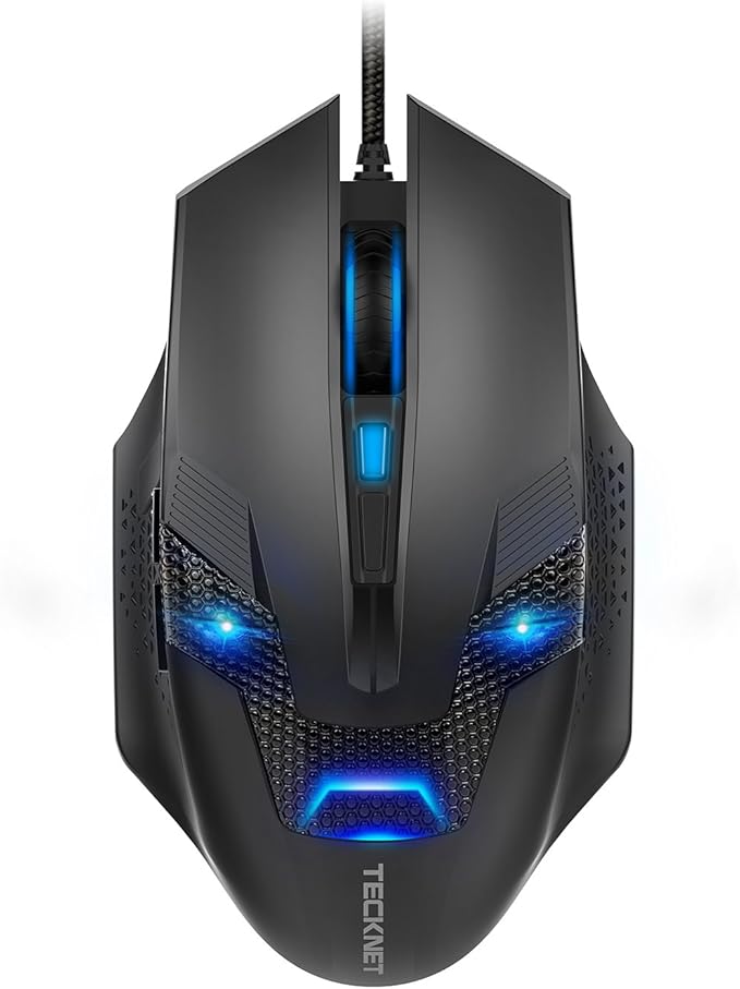 TECKNET Wired Gaming Mouse - 8000 DPI with 6 Adjustable Levels,6 Programmable Buttons & 6 Chroma RGB Backlit,Ergonomic Mice for PC/Mac/Laptop - Blue