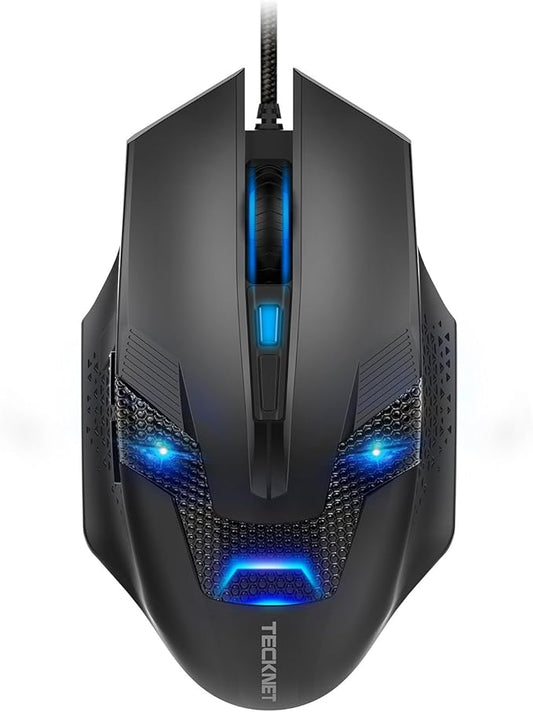 TECKNET Wired Gaming Mouse - 8000 DPI with 6 Adjustable Levels,6 Programmable Buttons & 6 Chroma RGB Backlit,Ergonomic Mice for PC/Mac/Laptop - Blue