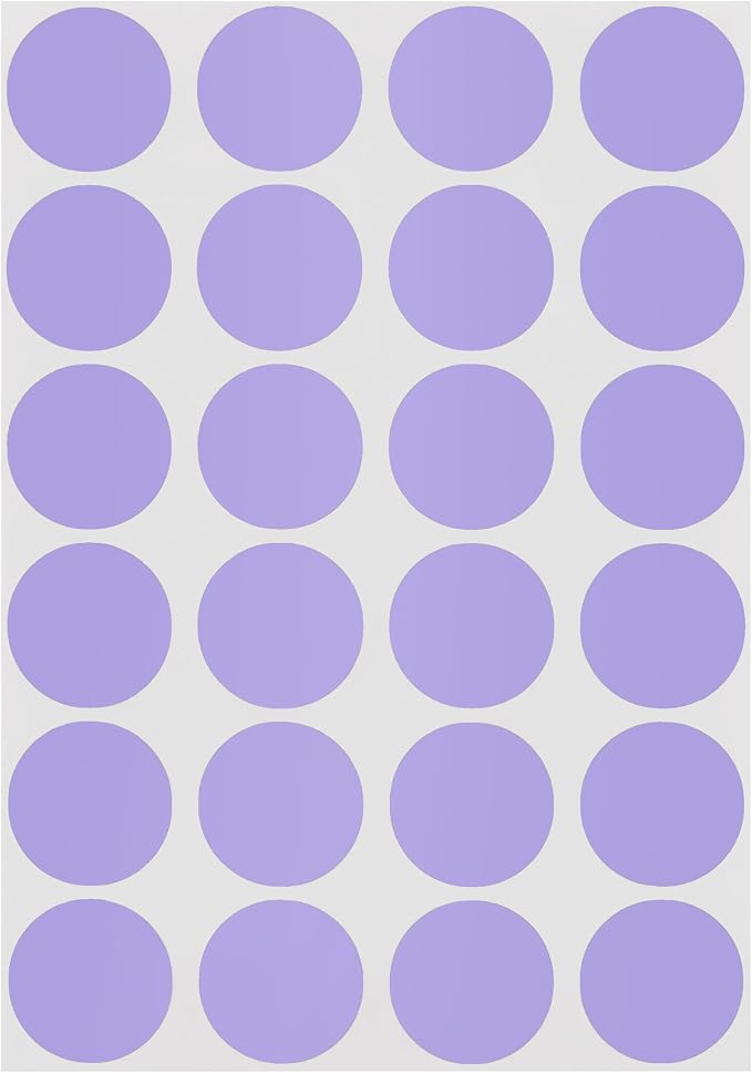 3/4 Inch Round Dot Stickers, Lavender, 1008/Pack | Writable Semi-Gloss Color Coding Labels for Offices, Retail and Classrooms. Made in USA