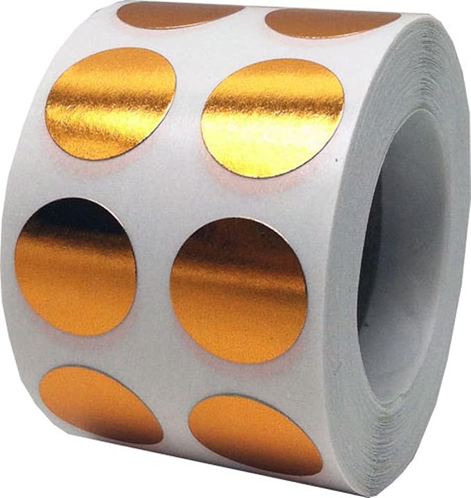Metallic Bronze Circle Dot Stickers, 1/2" Inch, 1000 Labels per Roll - Ideal for Organizing, Decorating, Labeling and Crafting in Homes, Schools, and Office Use