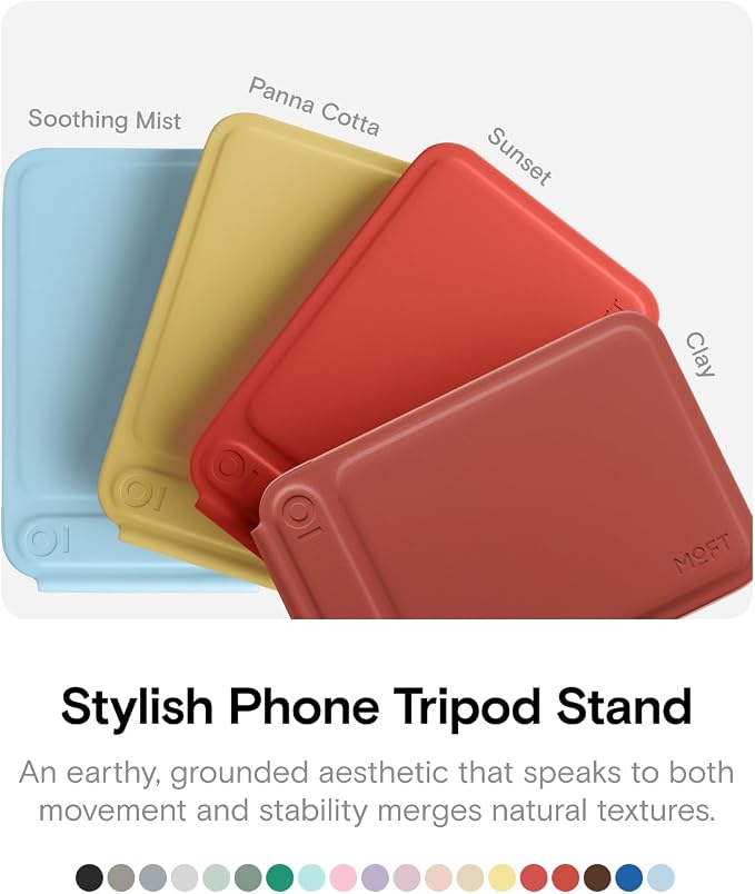 MOFT Phone Tripod Stand, Portable Selfie Stick for iPhone, Mulit-Angle | Pocket Size | Strong Magnets l MOVAS Leather | Magsafe Compatible | Easy to Charge | Stylish |For Content Creators