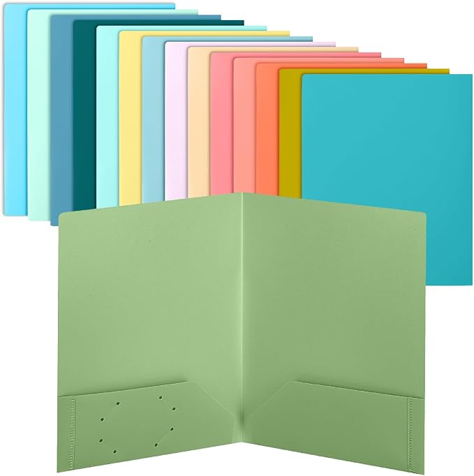 Mr. Pen- Plastic Folders with Pockets, 15 pcs | Aesthetic File Folder with Business Card Slot, 2-Pocket Folder, Back to School, Office, Filing Supplies