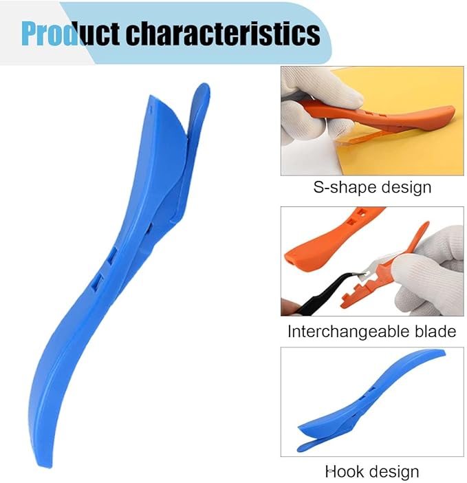 3PCS Wrapping Paper Cutter, Concealed Safety Sliding Cutter, Vinyl Gift Wrap Cutting Tool with Handle, Paper Cutter with Blades for Scrapbooking Christmas Wrap Roll Paper (Blue)