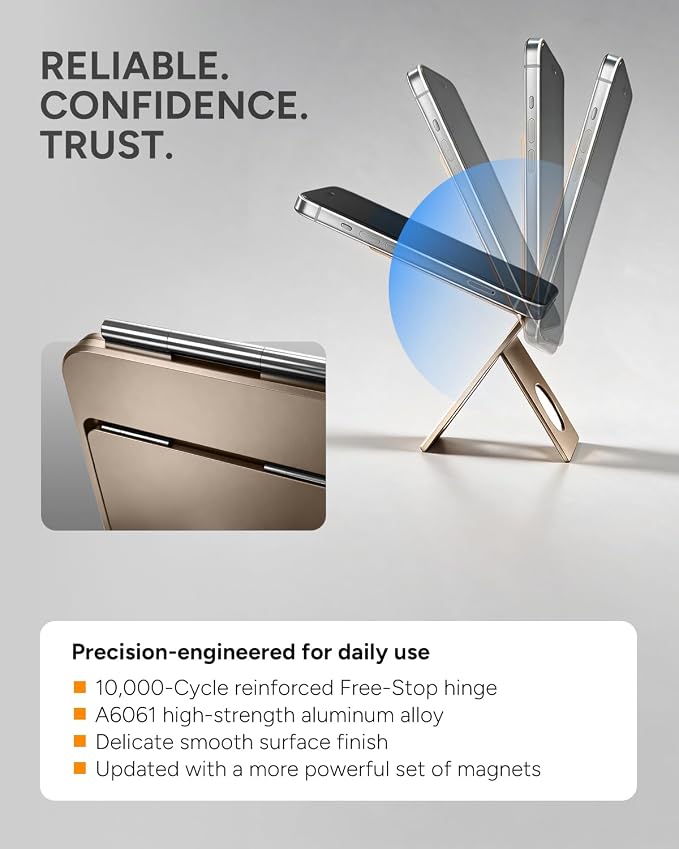 1ST IDEA for Magsafe Tripod, Tripod for iPhone Lightweight Aluminum Alloy & Angle Adjustment & Strong Magnets iPhone Tripod Stand Compatible with 17/16/15/14/13/12 (Included Metal Ring)