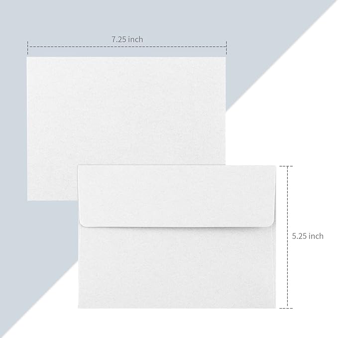 Granhoolm 50 Pack 5x7 Envelopes,Envelopes for 5x7 Cards,5x7 Envelopes for Invitations 5.25 x 7 .25 For 5x7 Cards - Peel & Press,Ideal for Invitations,Weddings,Greeting Cards(White)