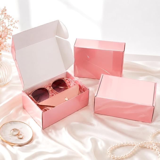 6x4x2 in Boxes for Shipping Small Business, 50 Pack Cute Pink Mailer Boxes, Corrugated Shipping Boxes Bulk