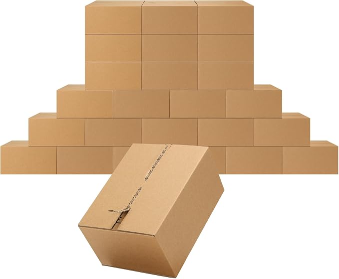 EdenseeLake 8x6x4 inches Self-Sealing Shipping Boxes, Corrugated Cardboard with Easy Open Pull-Tab for Packing, Moving, Mailing, 25 Packs