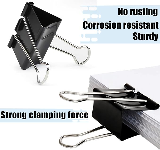 Extra Large Binder Clips 2.4 Inch(48 Pack), Upgrade Large Binding Clips Jumbo Paper Clips, Heavy Duty Big Clamps for Office and Home Supplies, Black | Heavy Duty Big Clamps for Office and Home Supplies, Black