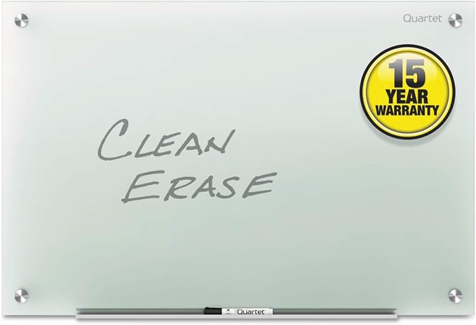 Quartet Glass Whiteboard, Non-Magnetic Dry Erase White Board, 24" x 18", Infinity Frameless Mounting, Includes Dry Erase Marker, Frosted White (G2418F)