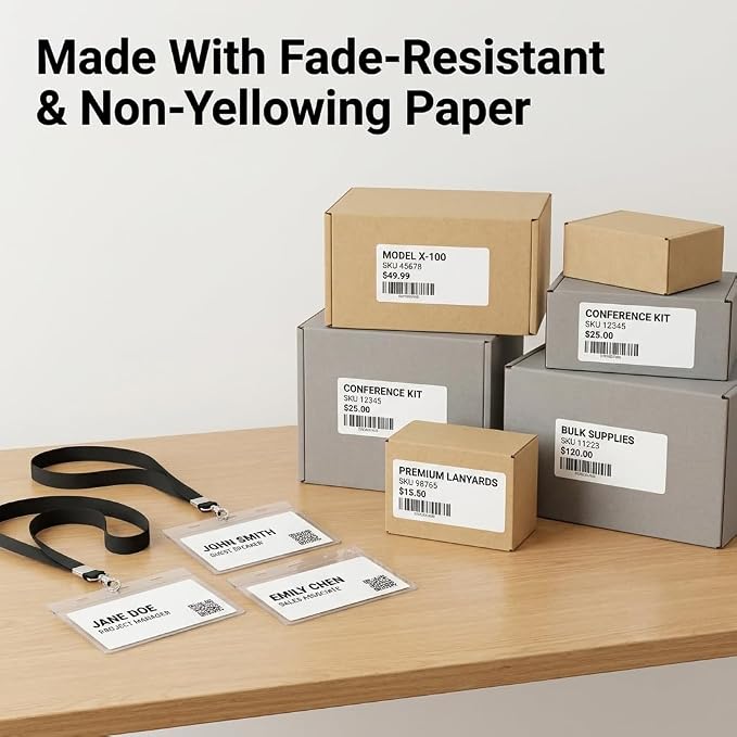 2" X 3.5" Matte White Printable Labels for Inkjet and Laser Printers | 500 Sheets, 4000 Total Custom Stickers for Shipping Labels, Product Labeling, Addresses - Spartan Industrial Template R027