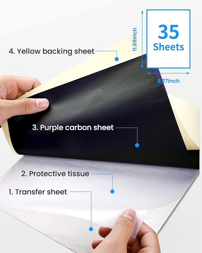 Phomemo 35 Sheets Tattoo Stencil Paper, Transfer Paper for Tattooing, Compatible with Itari M08F, TP81, TP83, A886, A887, TP88 Printer & Tattoo Supplies, A4 Size