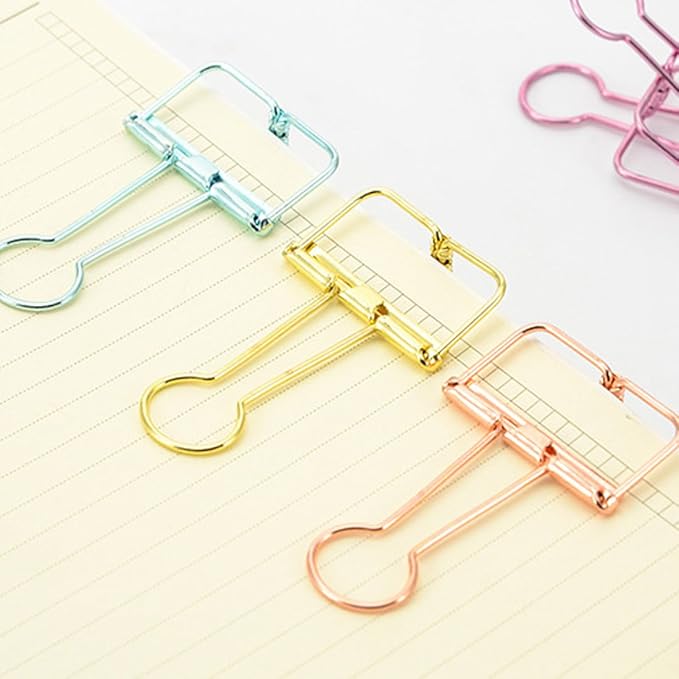 Hollow Out Paper Binder Clip Invoice Bill Clip Office Supplies Pack of 10 (S, Bronze)