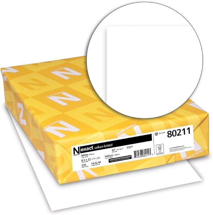Wausau Papers Neenah Exact Vellum Bristol,8.5" x 11",67 lb/147 gsm,White,94 Brightness,250 Sheets (80211),(Pack of 2)