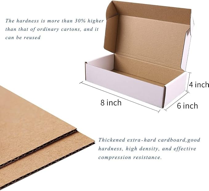 8"x6"x4"Shipping Boxes,20Pcs White Corrugated Cardboard Boxes. | Come with 20 Thank You Stickers,Suitable E-Commerce Packaging, Shipping Packaging etc.