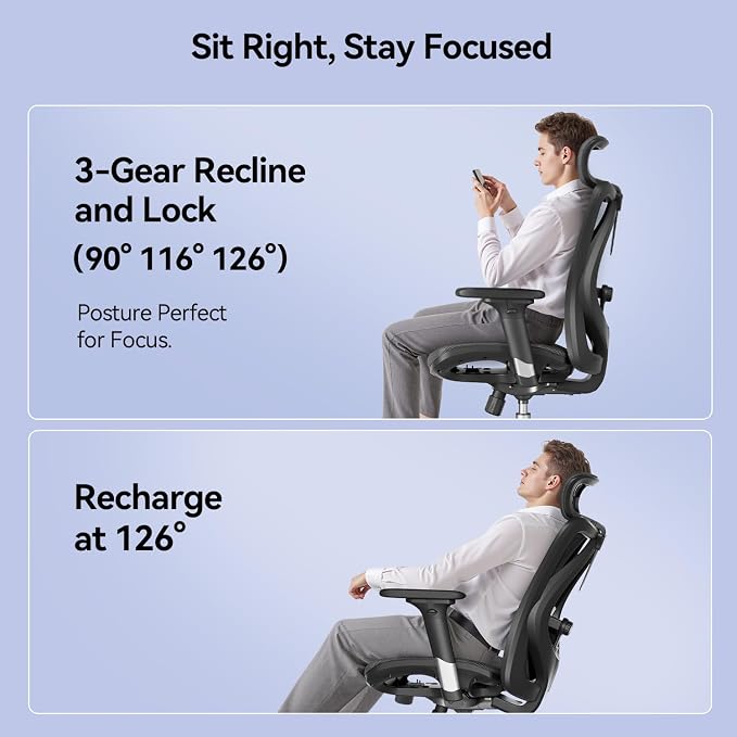 SIHOO M57 Ergonomic Mesh Office Chair, High Back Home Desk Chair with 3D Armrests, Lumbar Support and Adjustable Headrest, Comfortable Computer Chair, Office Chair Hold 330 LBS-2 Packs-Black