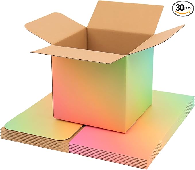 6x6x6 Shipping Boxes Small Set of 30, Gradient Corrugated Cardboard Box, Mailing Boxes for Packaging Small Business