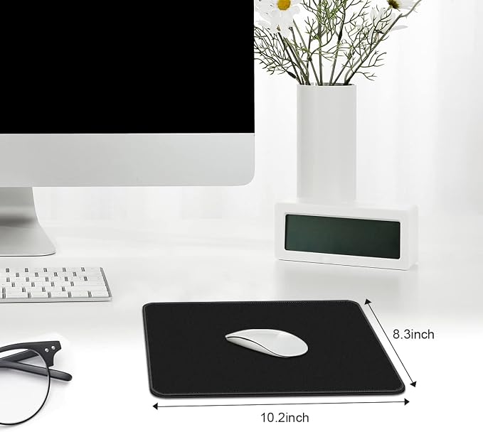 3 Pack Standard Mouse Pad with Stitched Edges, 10.3 x 8.3 in Black | Anti-Fray Stitched Edges,Smooth Lycra Surface,Non-Slip Rubber Base,Machine Washable and Fade-resistant,Suitable for All Mouse