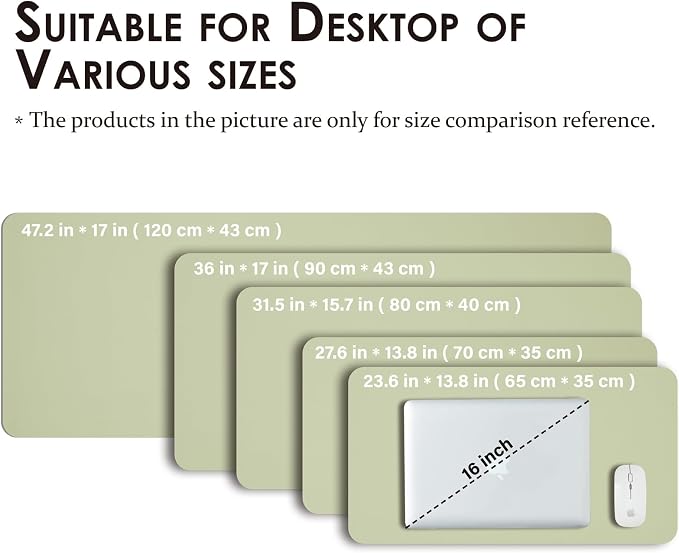 Leather Desk Mat - Non-Slip PU Pad for Office and Home - Organization Accessory - Ideal for Large Mouse Pads (Light Green, 31.5" x 15.7")