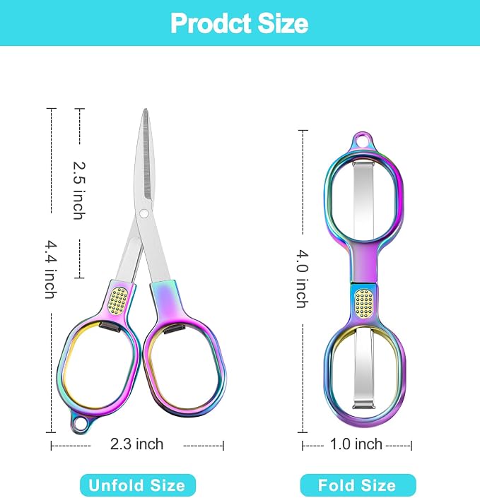 Zicolu Folding Travel Scissors Safety, Small TSA-Compliant and Portable with Case, Pocket Foldable Stainless Steel Retractable Cutters, Mini Craft Scissors for Home, Outdoor and Office Use