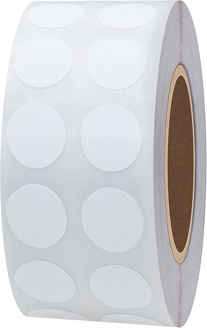 Hybsk 2000pcs White Circle Color Coding Dot Stickers Small Round Semi Gloss Paper Stickers Adhesive Label (1/2 inch)