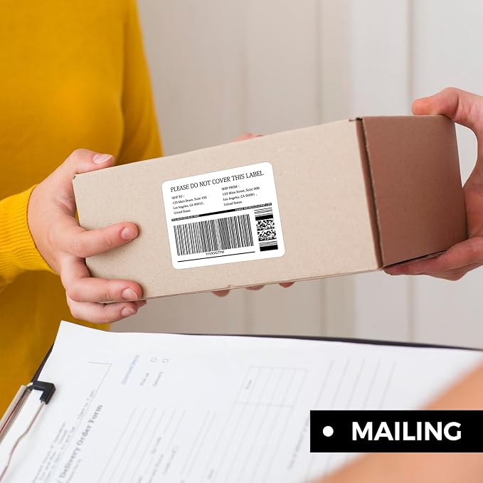 100 Sheets 8.5" x 5.5" Half-Sheet Shipping Labels for Packages | 200 Pcs Printable White Matte Address Mailing Labels for Laser/Inkjet Printer (2 Labels per Sheet)