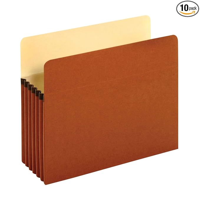 Pendaflex Expanding File Pockets, Letter Size, 5.25" Expansion, Reinforced with DuPont™ Tyvek® Material, Redrope, 10 per Box (1534G-OX)