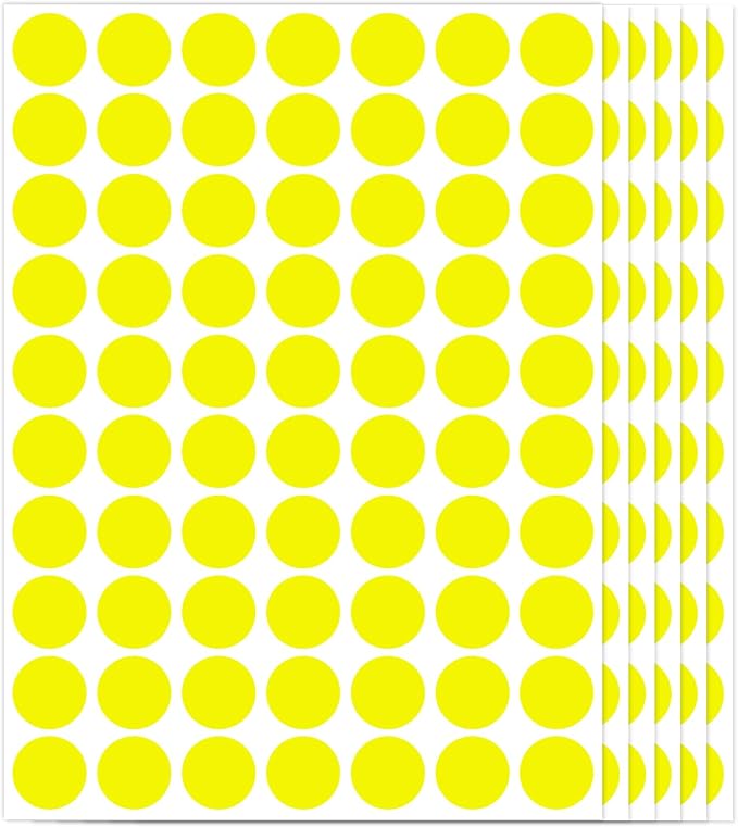 1400 PCS Yellow Circle Dot Stickers 3/4" Round Coding Label | Used for manual labor in kindergartens, garage yard price sales, organizing activity color groups,marking spice bottles