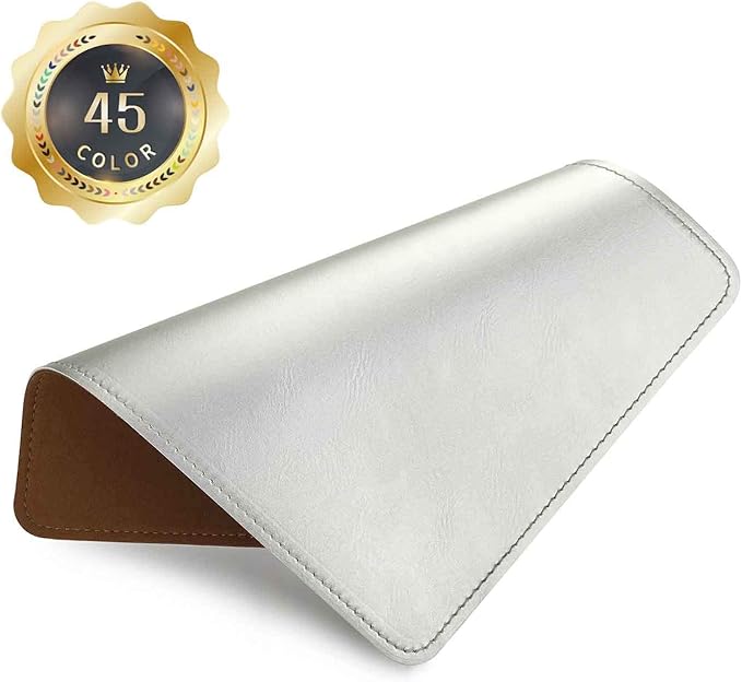 Mouse Pad, PU Mouse Pad，Leather Mouse Pad with Stitched Edge Micro-Fiber Base with Non-Slip Waterproof，Mouse Pad for Computers，Laptop, 8x11Inch (Silver)