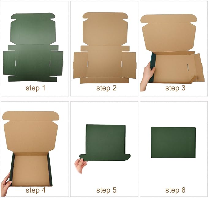 25 Pack Corrugated Packaging Box Mailers Shipping, Green Recyclable Cardboard Small Gift Mailer Boxes for Shipping Packaging Craft Gifts Giving Products, Green (9 x 6 x 2 Inch)