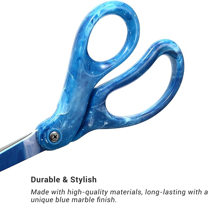 LIVINGO 8" Heavy Duty Scissors All Purpose Shears Gradient Blue | Stainless Steel Sharp Blade, Ergonomic Smooth Handle, DIY Crafting Paper Fabric Cutting, Office Essentials
