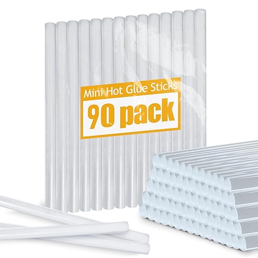 90 Count Hot Glue Sticks 4" Long x .27" Diameter Mini Size Hot Melt Glue Sticks Compatible with Most Glue Guns for Crafting, DIY, Home Repair, Clear - 1 Pack