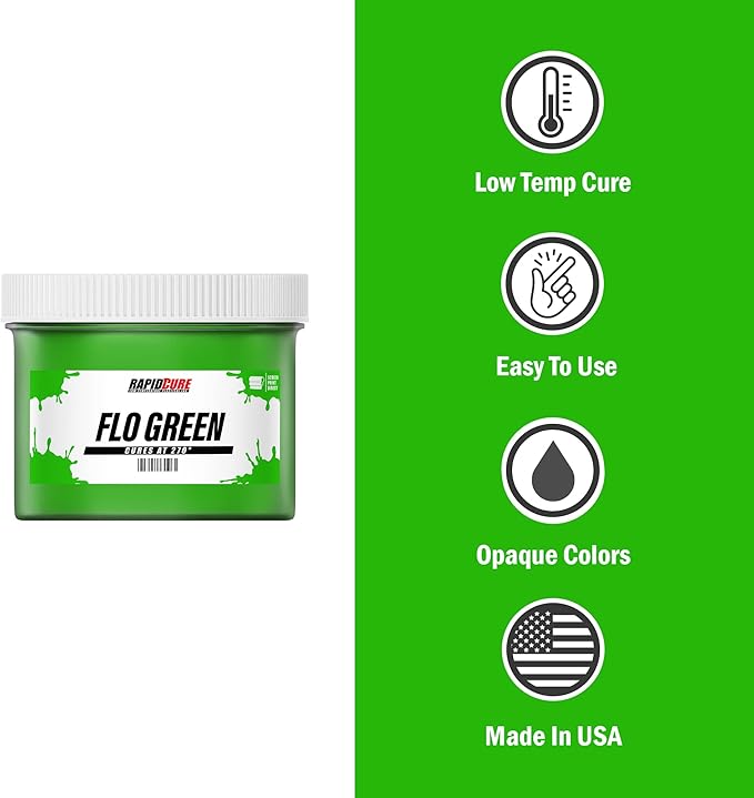 Rapid Cure® Screen Printing Ink Fluorescent Green (5 Gallon - 640oz.) - Plastisol Ink for Screen Printing, Fast Curing Fabric Paint - Screen Print Direct®, USA Made