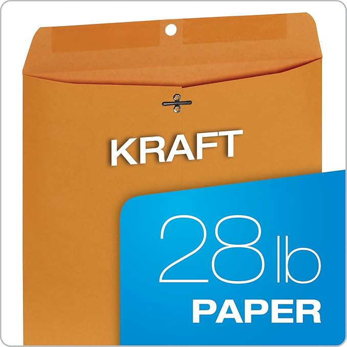 Columbian 10 x 13 Clasp Envelopes, Gummed, 28 lb Brown Kraft, for Mailing Flat Letter Size Documents or Photos, Bulk Pack, 30 Per Pack (COLO405)