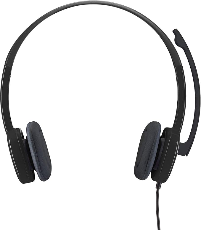 Logitech H151 Wired Headset, Analog Stereo Headphones with Rotating Noise-Cancelling Microphone, 3.5 mm Audio Jack, in-Line Controls, PC/Mac/Laptop/Tablet/Smartphone - Black