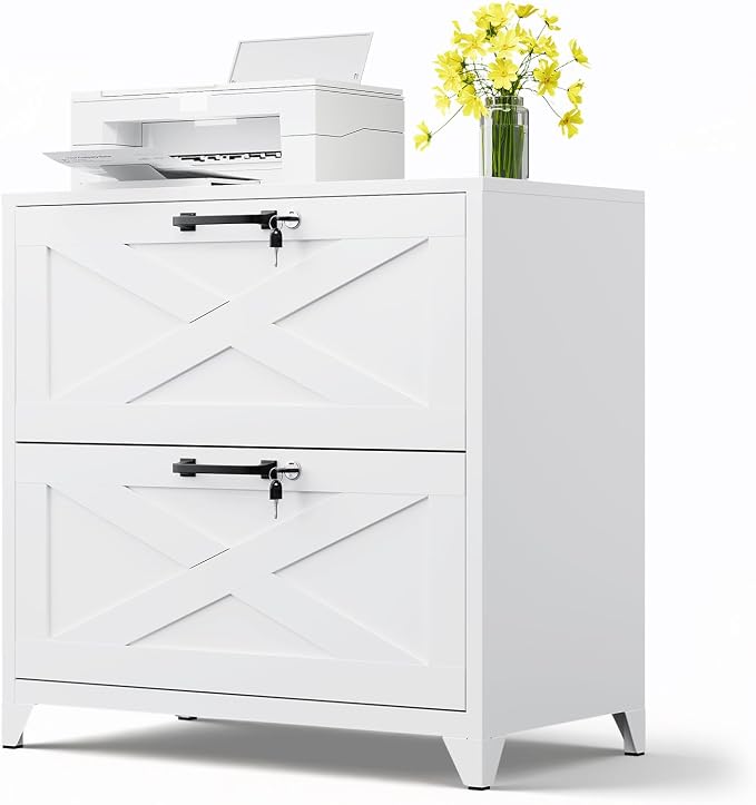 MIIIKO 2 Drawer File Cabinet with Lock,Metal Lateral Filing Storage Cabinets for Home Office,Files Folders Letter/Legal/A4 Size