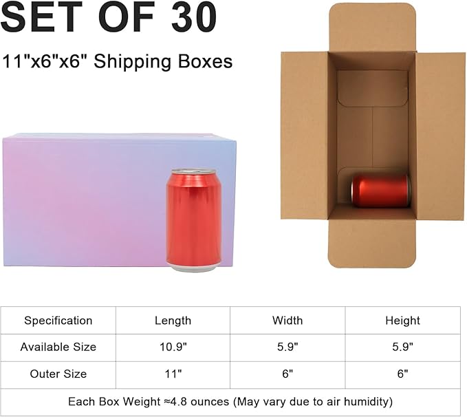 11x6x6 Medium Shipping Boxes, 30 Pack Purple Cardboard Mailer Box, Gift Boxes for Packaging Small Business