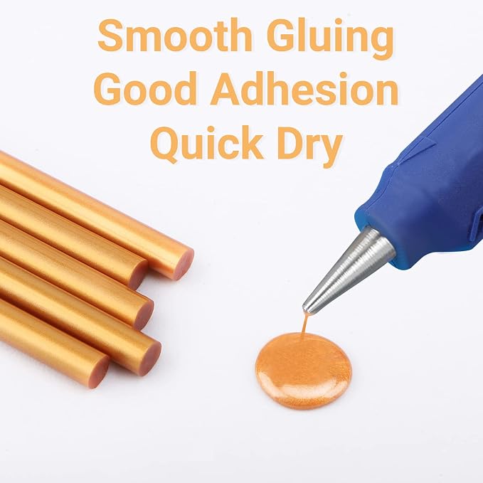 ENPOINT Metallic Gold Hot Glue Sticks, 36 Pack Craft Adhesive Waxing Mini Hot Melt Glue Sticks Colored for Christmas Cards, Sealing, Decoration, Art, DIY, 4" Long x 0.27" Dia