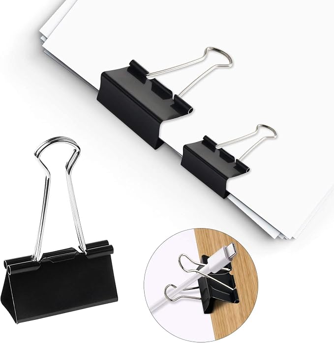 SANNIX 100 PCS Binder Clips Assorted Sizes, X Large, Large, Medium, Small, Mini and Micro, Binder Clips Paper Clamps for Office Home School